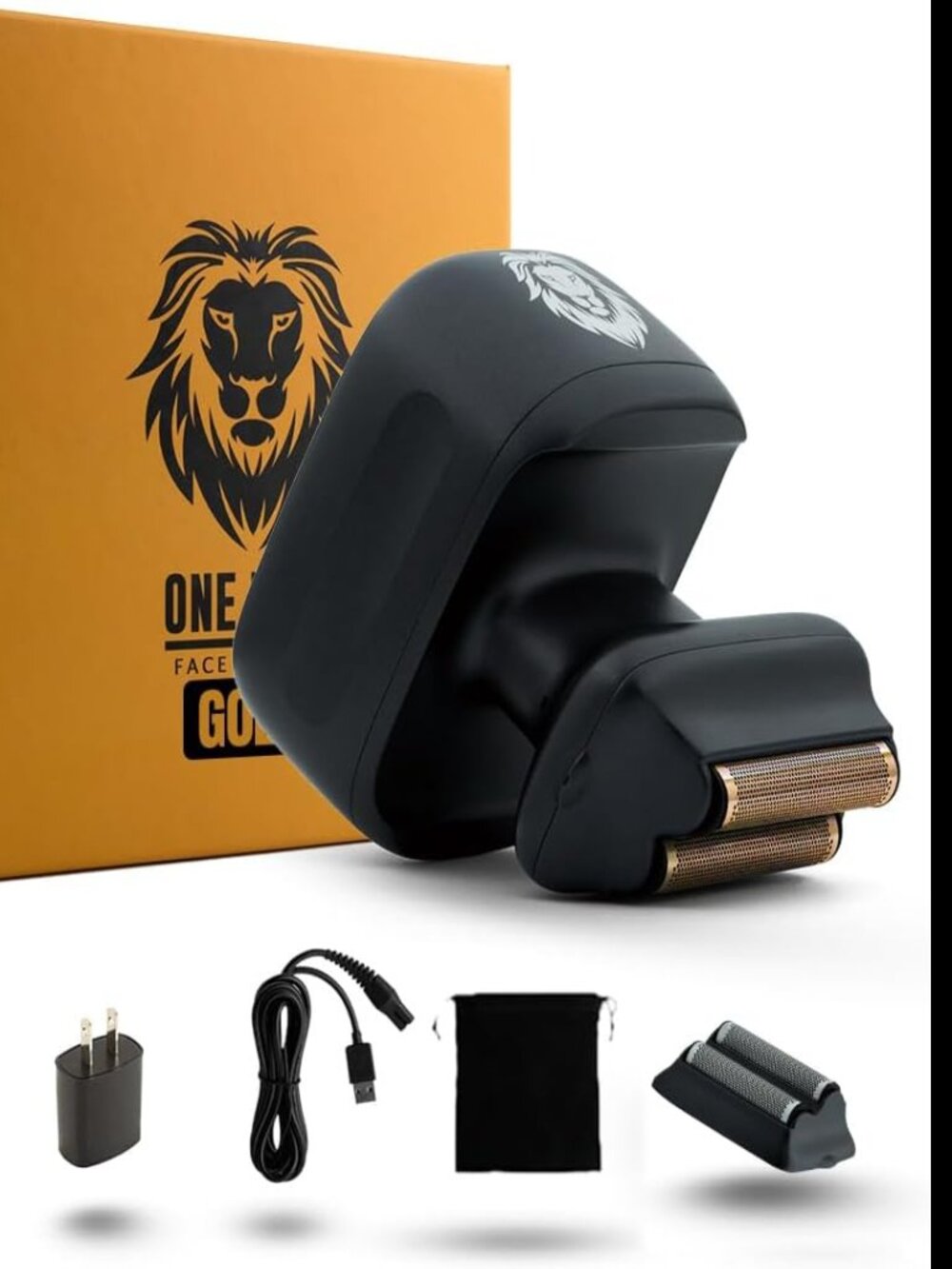 Skull Shaver One Lion Gold PRO Face Shaver for Men, LCD Display, Cordless